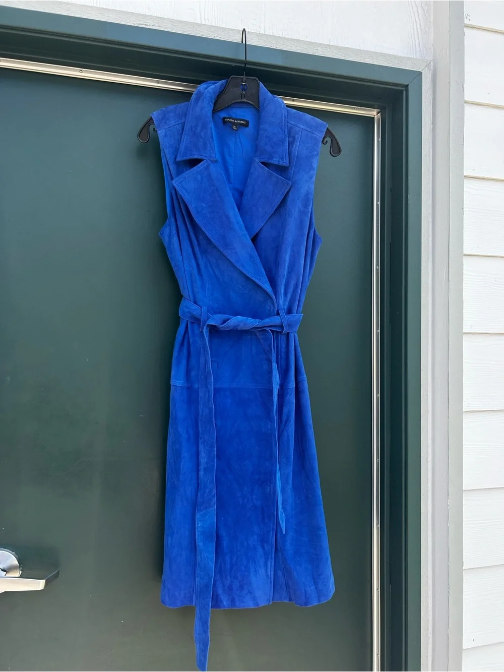 Banana Republic Cobalt Blue Sleeveless Suede Wrap Midi Dress - Picture 1 of 13